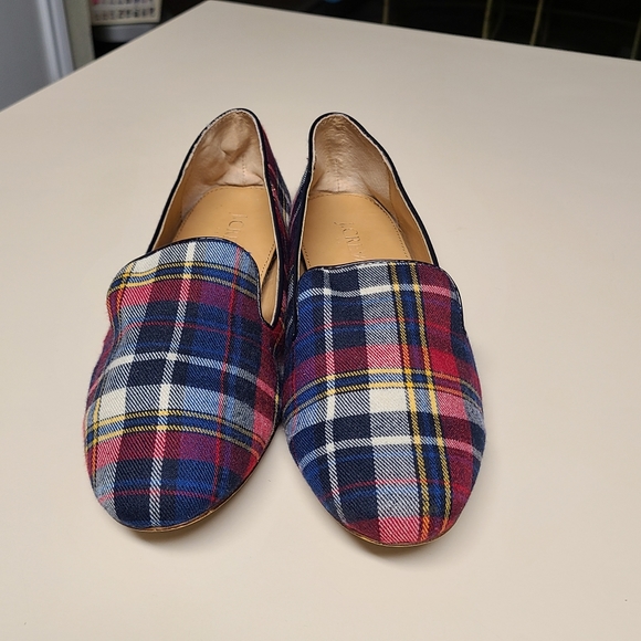 J. Crew Tartan plaid smoking loafers size 8 1/2 - Picture 2 of 9